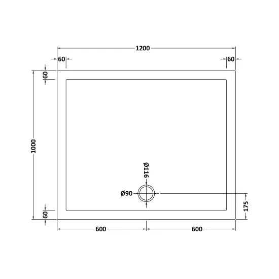 Nuie Rectangular shower tray 1200 x 1000mm