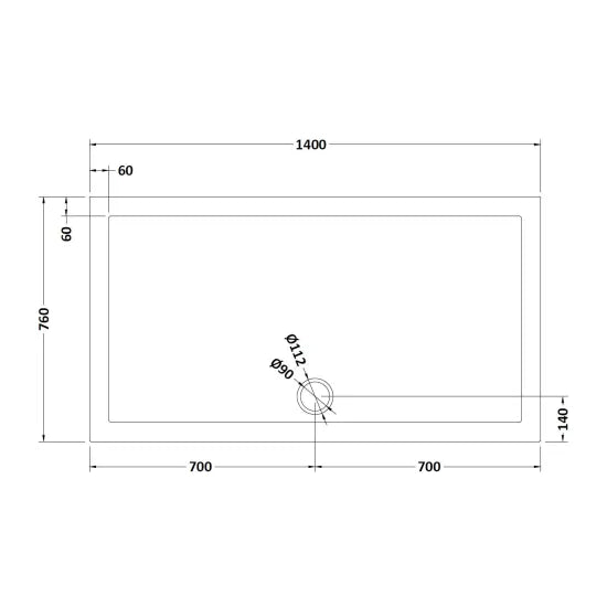 Nuie Rectangular Shower Tray 1400 x 760mm