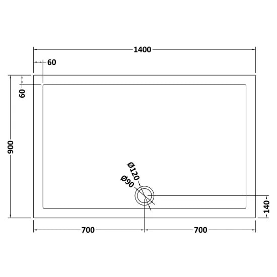 Nuie Rectangular Shower Tray 1400 x 900mm