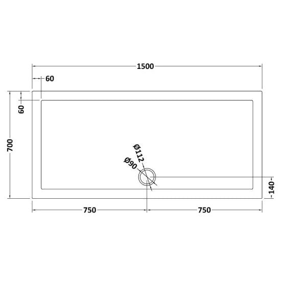 Nuie Rectangular Shower Tray 1500 x 700mm