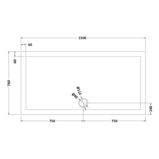 Nuie Rectangular Shower Tray 1500 x 760mm