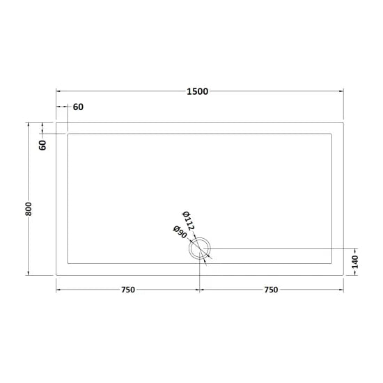 Nuie Rectangular Shower Tray 1500 x 800mm