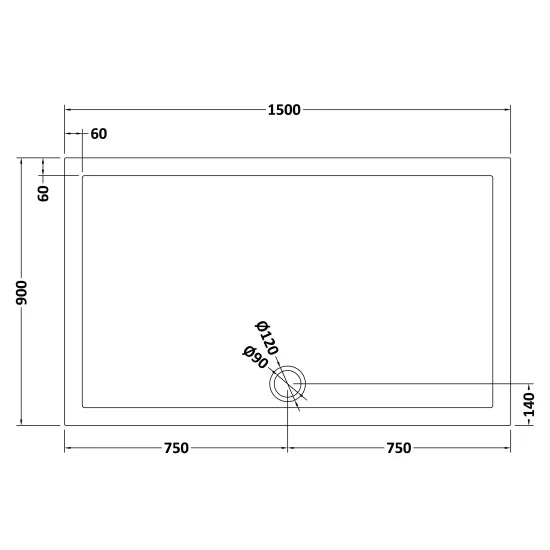 Nuie Rectangular Shower Tray 1500 x 900mm