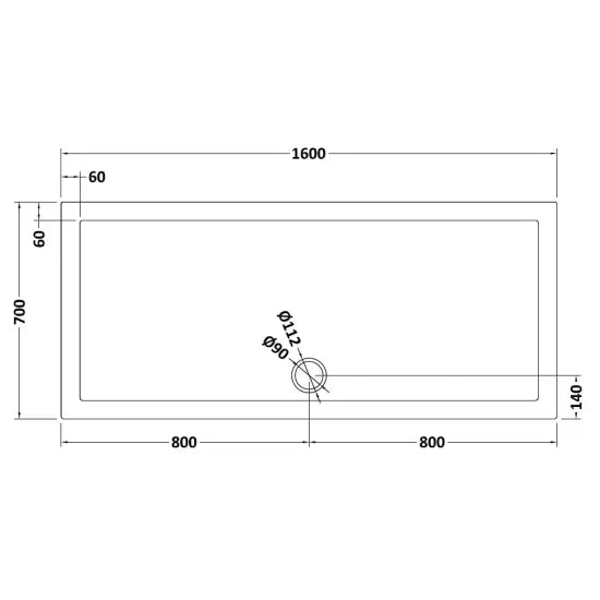 Nuie Rectangular Shower Tray 1600 x 700mm