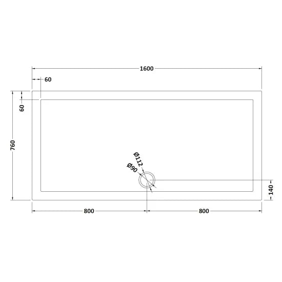 Nuie Rectangular Shower Tray 1600 x 760mm