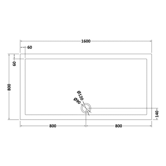 Nuie Rectangular Shower Tray 1600 x 800mm