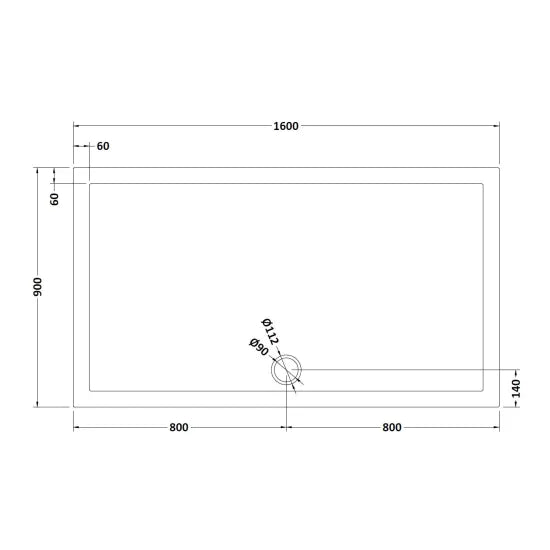 Nuie Rectangular Shower Tray 1600 x 900mm