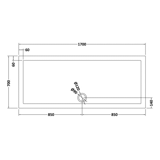 Nuie Rectangular Shower Tray 1700 x 700mm