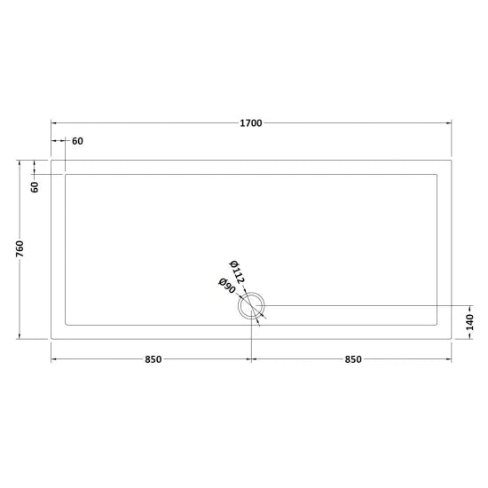 Nuie Rectangular Shower Tray 1700 x 760mm