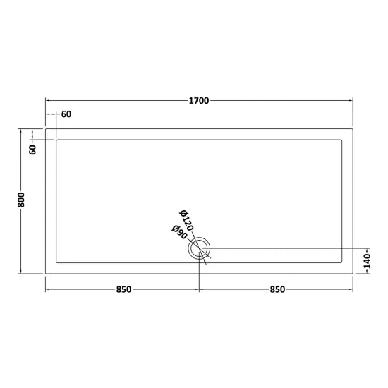 Nuie Rectangular Shower Tray 1700 x 800mm