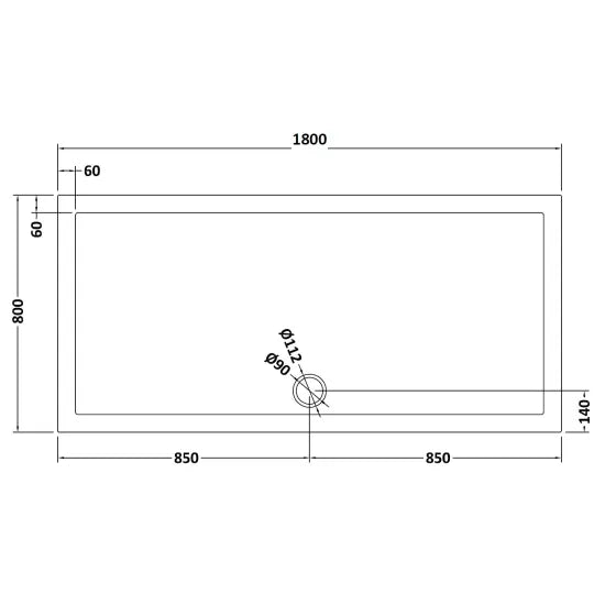 Nuie Rectangular Shower Tray 1800 x 800mm