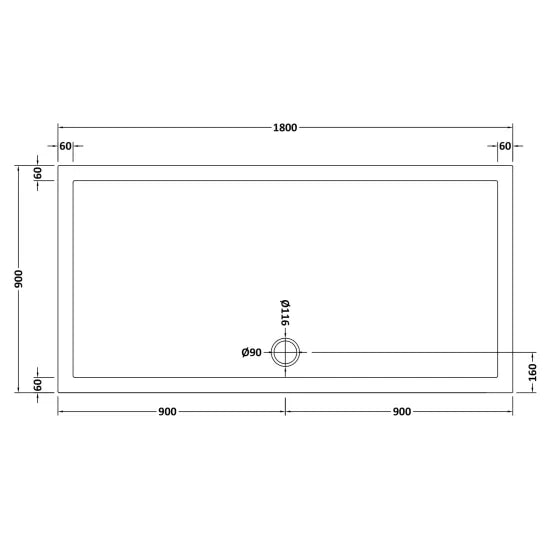 Nuie Rectangular Shower Tray 1800 x 900mm