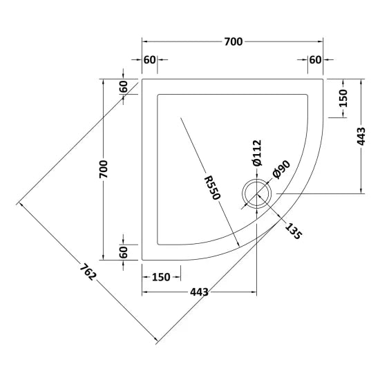 Nuie Quadrant Shower Tray 700 x 700mm