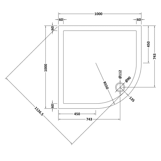 Nuie Quadrant Shower Tray 1000 x 1000mm