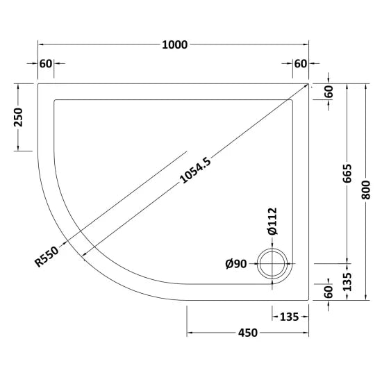 Nuie Offset Quadrant Shower Tray LH 1000 x 800mm