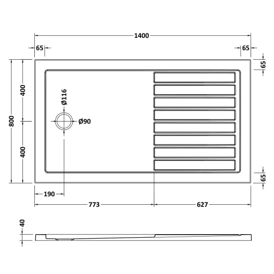 Nuie Rectangular Walk-In Shower Tray 1400 x 800mm