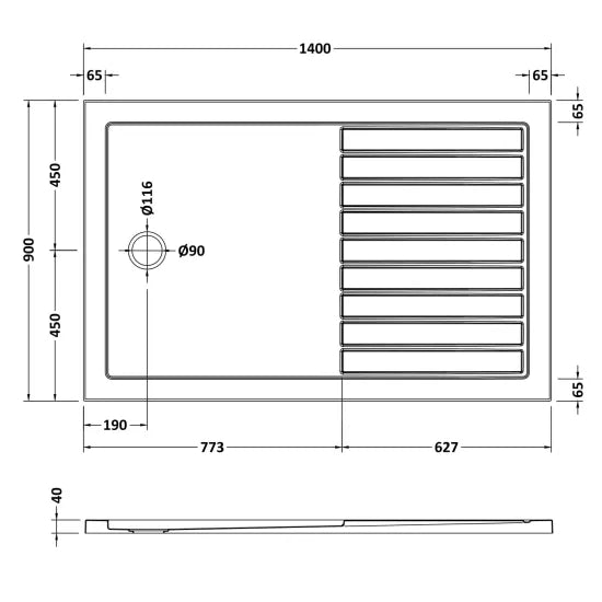 Nuie Rectangular Walk-In Shower Tray 1400 x 900mm