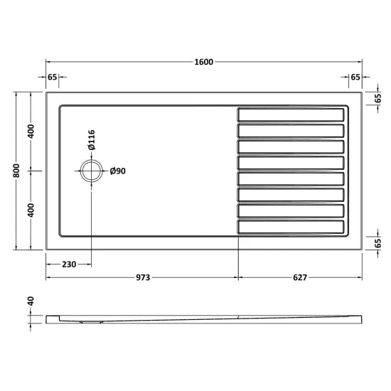 Nuie Rectangular Walk-In Shower Tray 1600 x 800mm