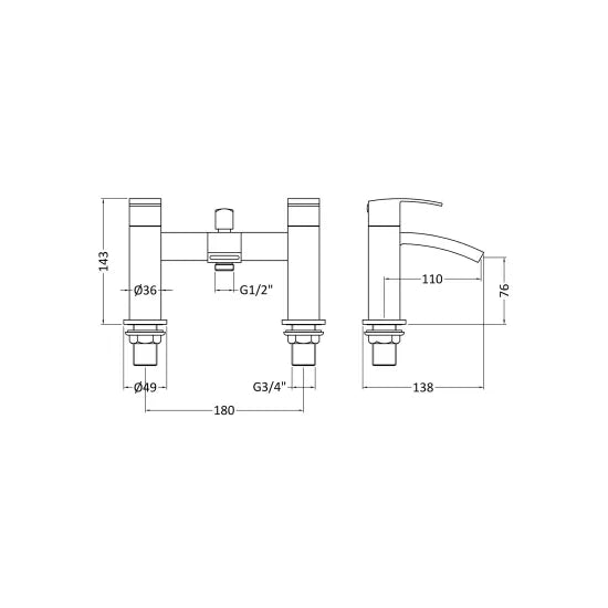 Nuie Bath Shower Mixer Tap