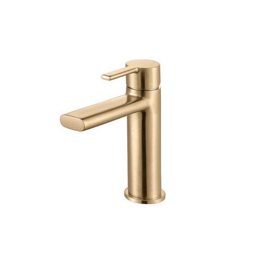 valente basin mixer tap brushed brass, Alessio, Gold Basin Taps, Taps, 1