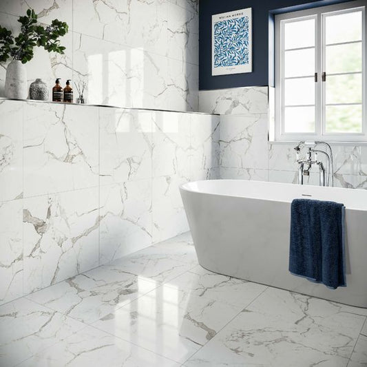 Versailles Carrara Marble Effect Polished Tiles 600x600mm