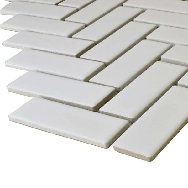 Pixel White Herringbone Gloss 316x277 (Price Per sheet) Tiles