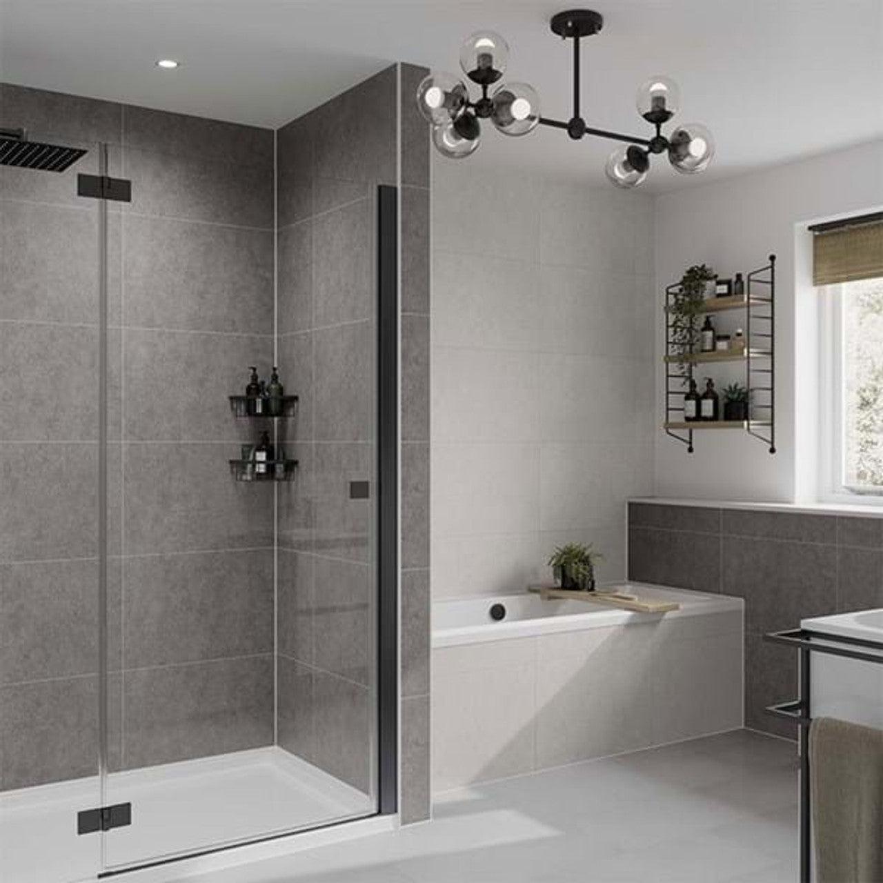 Multipanel Grey Mineral Tile Effect Wet Wall Shower Panel