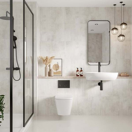 Multipanel White Gypsum Tile Effect Shower Panel