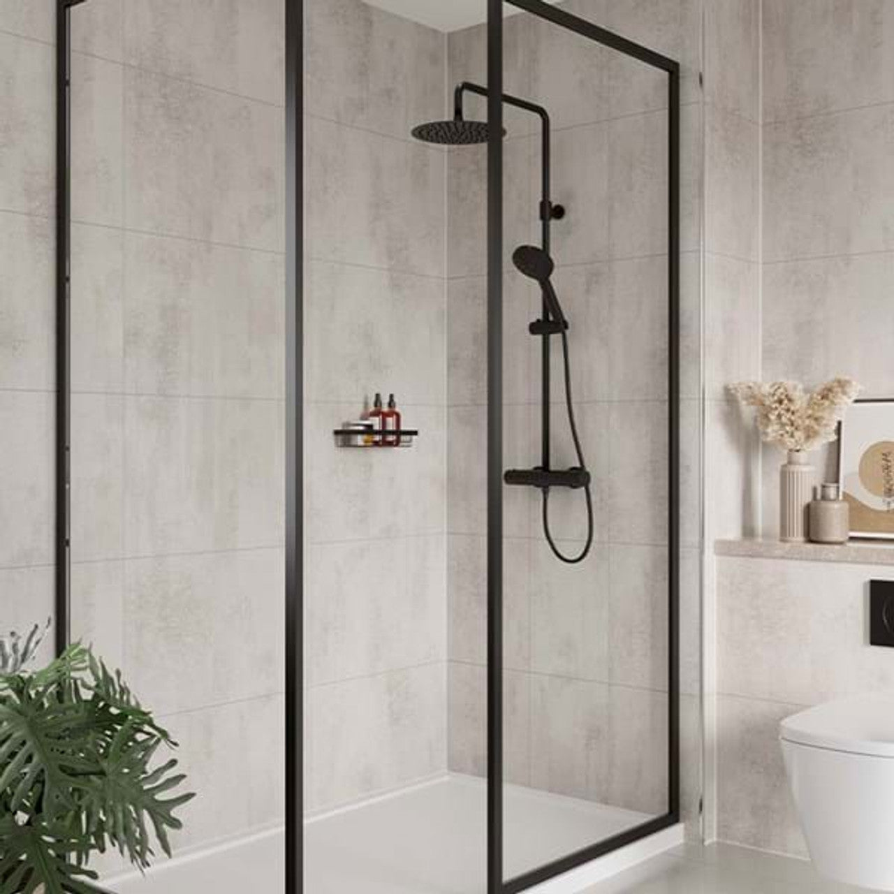 Multipanel White Gypsum Tile Effect Wet Wall Shower Panel