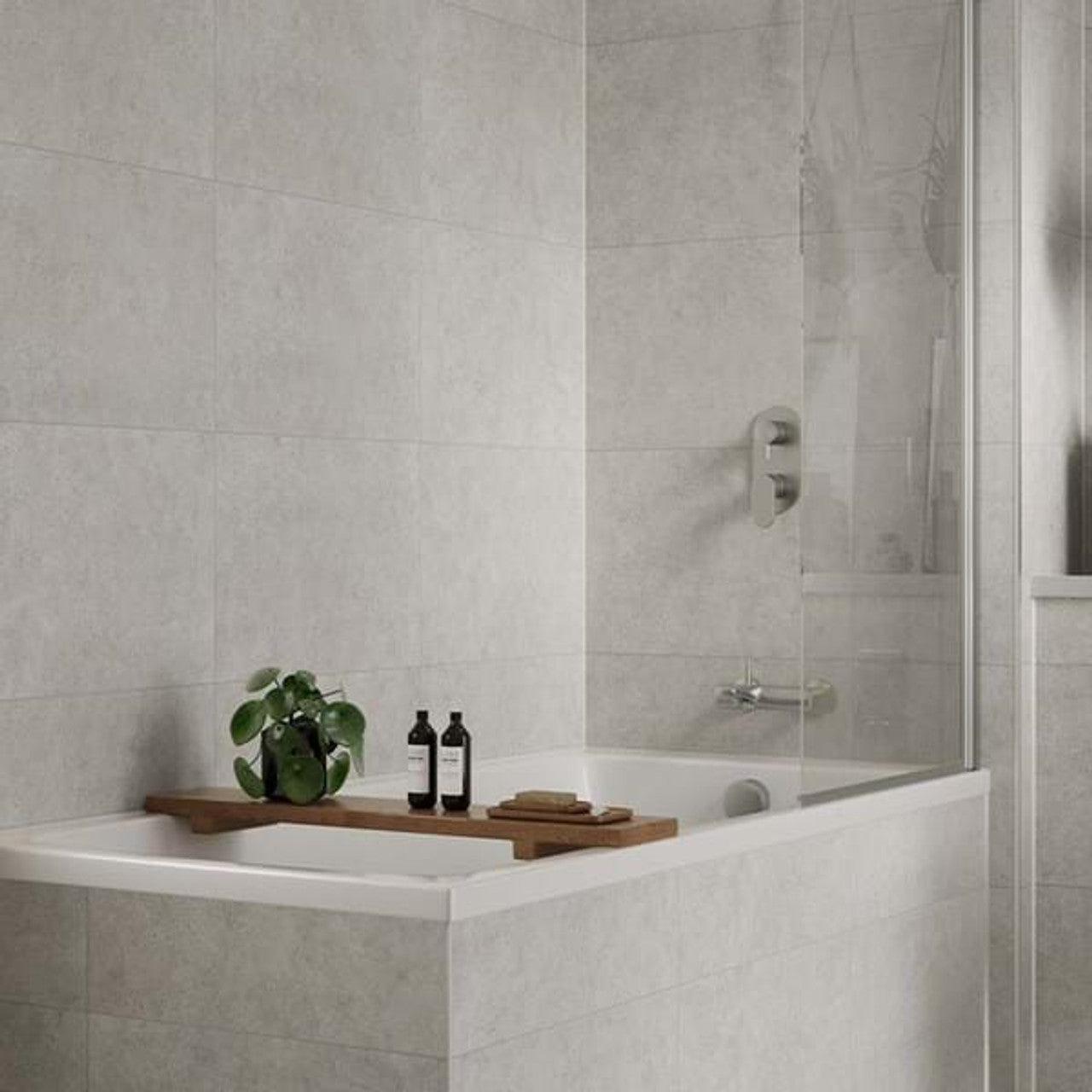 Multipanel White Mineral Tile Effect Wet Wall Shower Panel