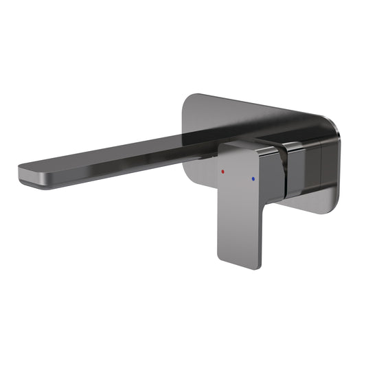 Nuie Wall Mounted 2 Tap Hole Basin Mixer With Plate