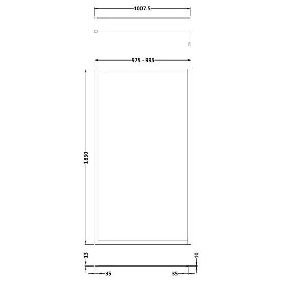 nuie full outer frame wetroom screen 1850x1000x8mmwrfbb1810, Nuie, , Shower Enclosures, Wetroom Screens, 3