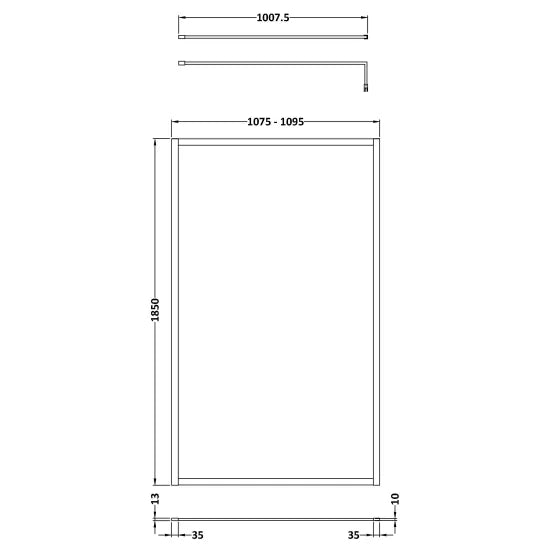 nuie full outer frame wetroom screen 1850x1100x8mmwrfbb1811, Nuie, , Shower Enclosures, Wetroom Screens, 3