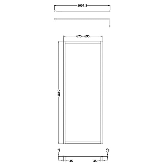 Nuie Full Outer Frame Wetroom Screen 1850x700x8mm