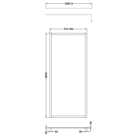 Nuie Full Outer Frame Wetroom Screen 1850x800x8mm