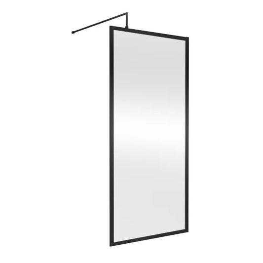 nuie full outer frame wetroom screen 1850x900x8mmwrfbp1890, Nuie, black, Shower Enclosures, Wetroom Screens, 1
