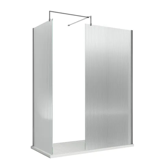 Nuie 900mm Fluted Wetroom Screen with Support Bar