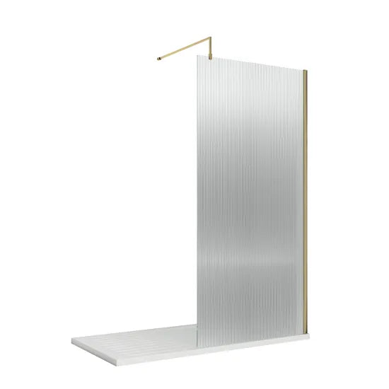 Nuie 800mm Fluted Wetroom Screen with Support Bar