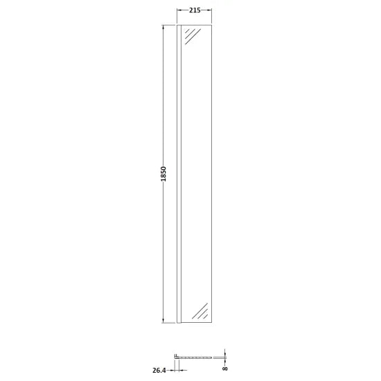 Nuie Wetroom Return Screen 215 x 1850mm