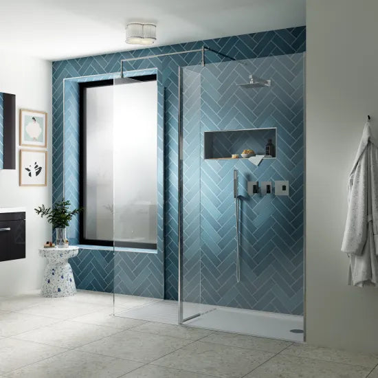 Nuie 900mm Wetroom Screen & Support Bar