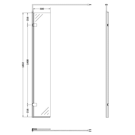 Nuie 300x1850mm Wetroom Swing Screen