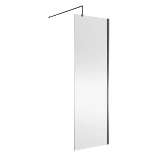 Nuie Wetroom Screen 760x1850x8mm - Brushed Pewter