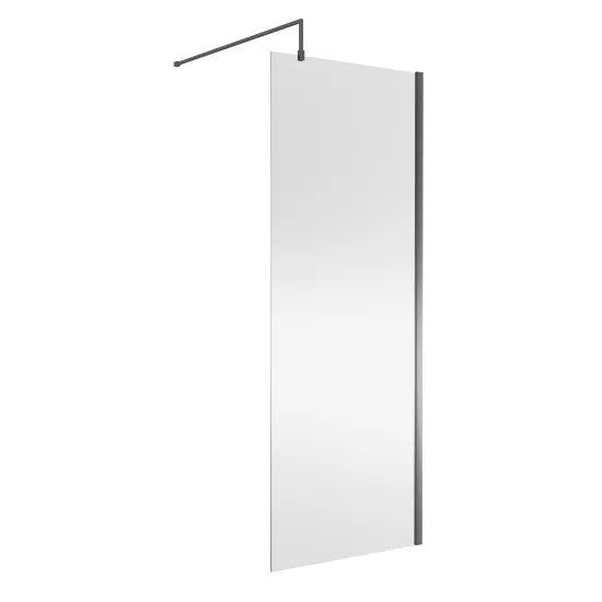 Nuie Wetroom Screen 800x1850x8mm - Brushed Pewter