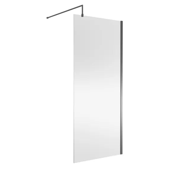 Nuie Wetroom Screen 900x1850x8mm - Brushed Pewter