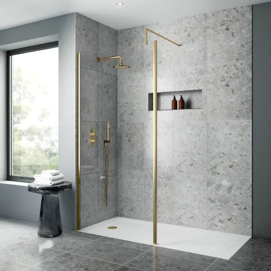 Nuie 1100mm Outer Framed Wetroom Screen with Support Bar