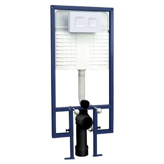 Nuie Dual Flush Concealed Cistern Wall Hung Frame Square Plate - Matt White