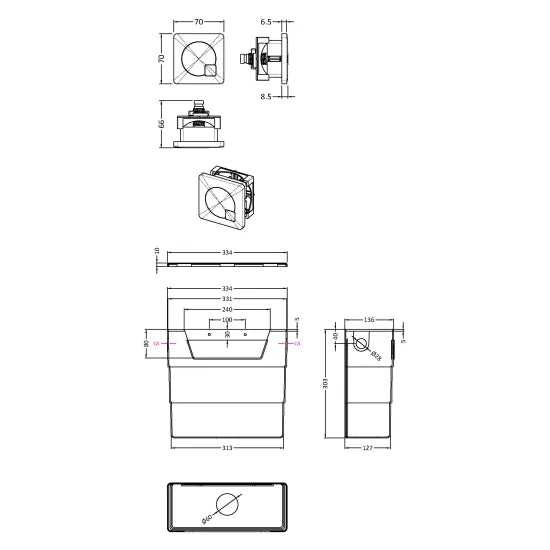 Nuie Universal Access Cistern & Black Traditional Flush Plate