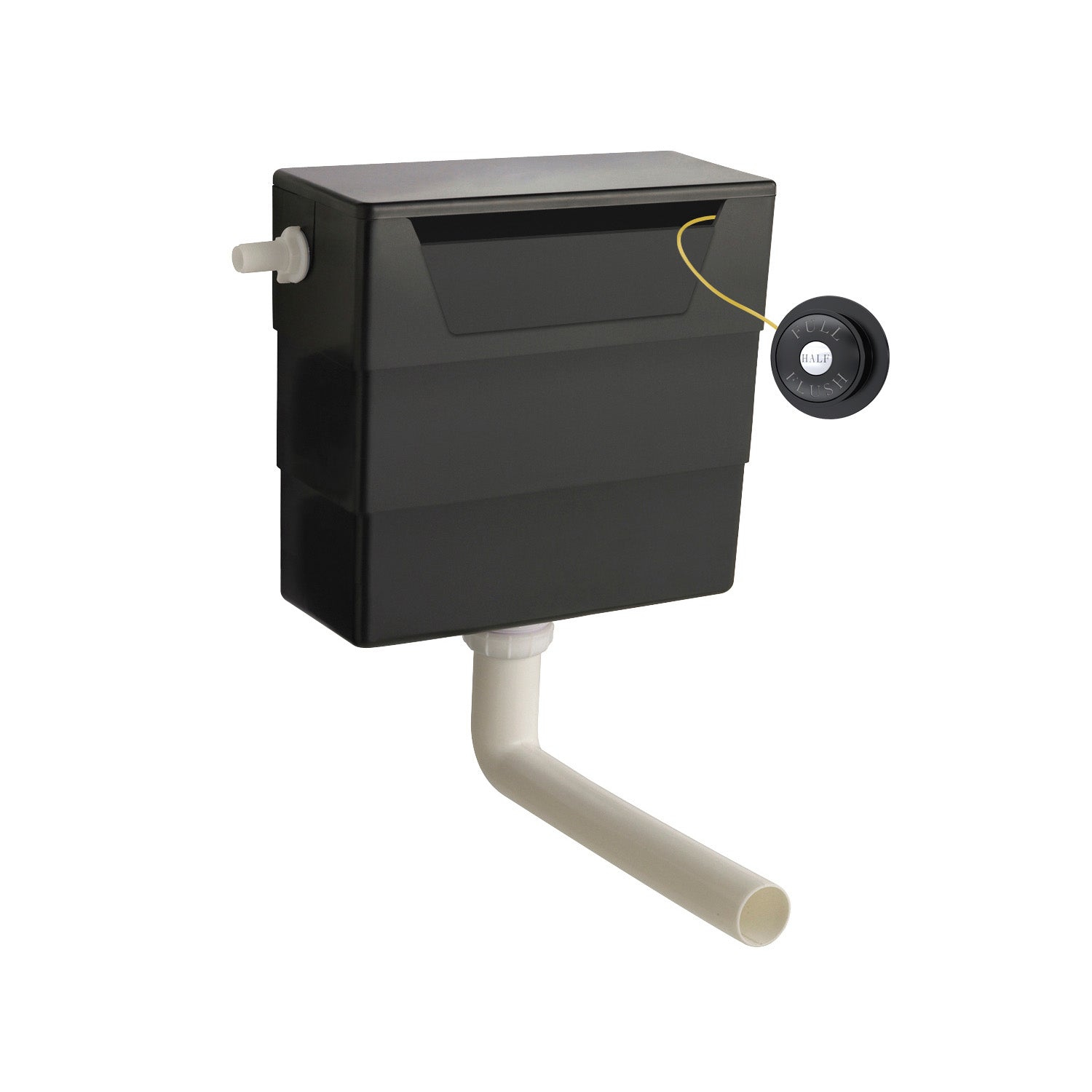 Nuie Universal Access Cistern & Black Traditional Flush Plate