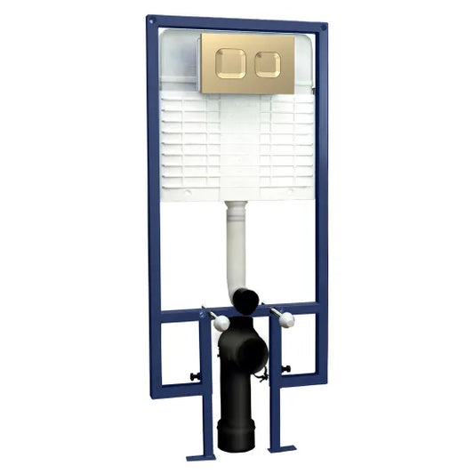 Nuie Dual Flush Concealed Cistern Wall Hung Frame Square Plate