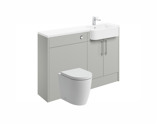 Zaira 1242mm Basin & WC Unit Pack (RH) - Light Grey Gloss